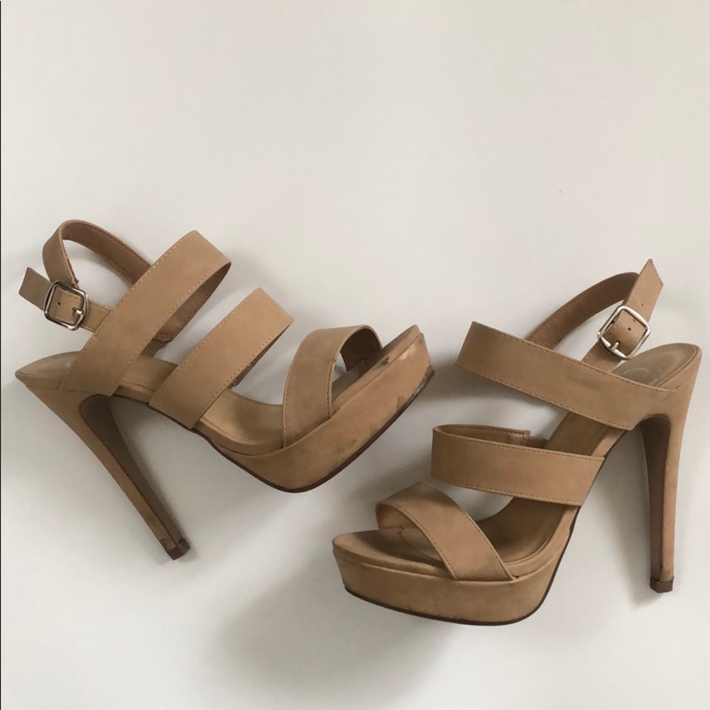 Nude strappy heels